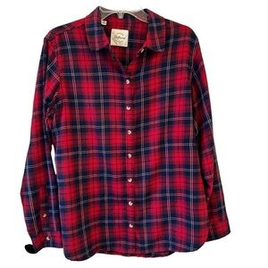 Red Navy JACHS NY Medium Flannel Long Sleeve Plaid Flurry Season
